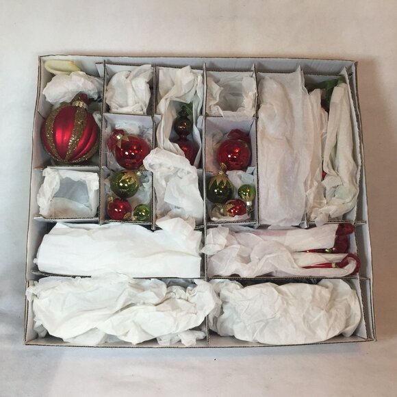 VTG Frontgate Christmas Tree Ornaments Handblown Glass Lot 15 Red & Green Gold - Picture 14 of 16